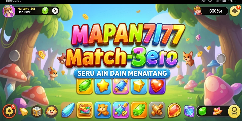 Screenshot permainan MAPAN777 menunjukkan keseruan gameplay Match-3.