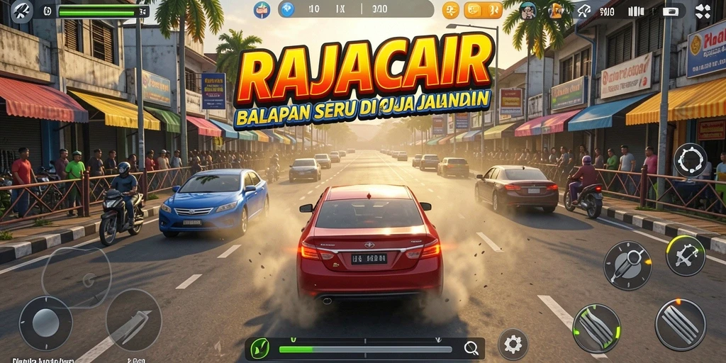 Tampilan balapan seru di RAJACAIR dengan grafik menawan.